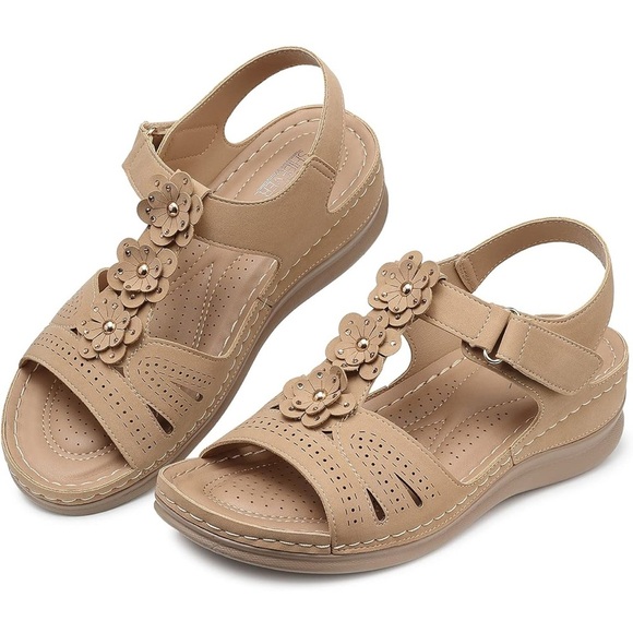 SHIBEVER Wedge Sandals for Women Dressy Comfortable Summer Platform Casual Dress - Picture 9 of 11